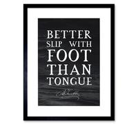 Artery8 Wall Art Print Slate Quote Benjamin Franklin Slip Foot Tongue Artwork Framed 9X7 Inch in Black | Size: W7" x H9" Artery8 Black W7" x H9"