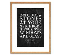 Artery8 Wall Art Print Slate Quote Benjamin Franklin Throw Stones Artwork Framed 9X7 Inch in Beige | Size: W7" x H9" Artery8 Beige W7" x H9"