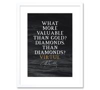 Artery8 Wall Art Print Slate Quote Benjamin Franklin Virtue Artwork Framed 9X7 Inch in White | Size: W7" x H9" Artery8 White W7" x H9"