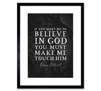 Artery8 Wall Art Print Slate Quote Denis Diderot Believe in God Artwork Framed 9X7 Inch in Black | Size: W7" x H9" Artery8 Black W7" x H9"