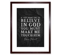 Artery8 Wall Art Print Slate Quote Denis Diderot Believe in God Artwork Framed 9X7 Inch in Brown | Size: W7" x H9" Artery8 Brown W7" x H9"