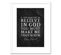 Artery8 Wall Art Print Slate Quote Denis Diderot Believe in God Artwork Framed 9X7 Inch in White | Size: W7" x H9" Artery8 White W7" x H9"