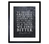 Artery8 Wall Art Print Slate Quote Denis Diderot Truth Bitter Artwork Framed 9X7 Inch in Black | Size: W7" x H9" Artery8 Black W7" x H9"