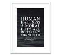 Artery8 Wall Art Print Slate Quote George Washington Happiness Moral Duty Artwork Framed 9X7 Inch in White | Size: W7" x H9" Artery8 White W7" x H9"