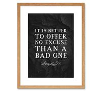Artery8 Wall Art Print Slate Quote George Washington No Excuse Artwork Framed 9X7 Inch in Beige | Size: W7" x H9" Artery8 Beige W7" x H9"