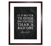 Artery8 Wall Art Print Slate Quote George Washington No Excuse Artwork Framed 9X7 Inch in Brown | Size: W7" x H9" Artery8 Brown W7" x H9"