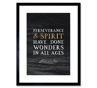 Artery8 Wall Art Print Slate Quote George Washington Perseverance & Spirit Artwork Framed 9X7 Inch in Black | Size: W7" x H9" Artery8 Black W7" x H9"