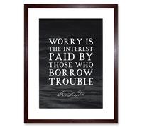 Artery8 Wall Art Print Slate Quote George Washington Worry Trouble Artwork Framed 9X7 Inch in Brown | Size: W7" x H9" Artery8 Brown W7" x H9"
