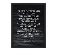 Artery8 Wall Art Print Slate Quote John Wooden Character What You Are Coach Large Framed Wall Décor Art in Light Oak | Size: W18" x H24" Artery8 Light Oak W18" x H24"