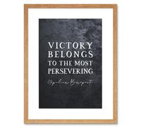 Artery8 Wall Art Print Slate Quote Napoleon Bonaparte Victory Artwork Framed 9X7 Inch in Beige | Size: W7" x H9" Artery8 Beige W7" x H9"