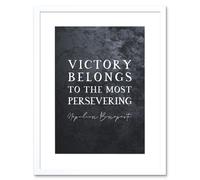 Artery8 Wall Art Print Slate Quote Napoleon Bonaparte Victory Artwork Framed 9X7 Inch in White | Size: W7" x H9" Artery8 White W7" x H9"