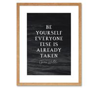 Artery8 Wall Art Print Slate Quote Oscar Wilde Be Yourself Artwork Framed 9X7 Inch in Beige | Size: W7" x H9" Artery8 Beige W7" x H9"