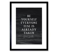 Artery8 Wall Art Print Slate Quote Oscar Wilde Be Yourself Artwork Framed 9X7 Inch in Black | Size: W7" x H9" Artery8 Black W7" x H9"