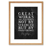 Artery8 Wall Art Print Slate Quote Samuel Johnson Great Works Artwork Framed 9X7 Inch in Beige | Size: W7" x H9" Artery8 Beige W7" x H9"