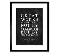 Artery8 Wall Art Print Slate Quote Samuel Johnson Great Works Artwork Framed 9X7 Inch in Black | Size: W7" x H9" Artery8 Black W7" x H9"
