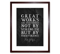 Artery8 Wall Art Print Slate Quote Samuel Johnson Great Works Artwork Framed 9X7 Inch in Brown | Size: W7" x H9" Artery8 Brown W7" x H9"