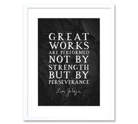 Artery8 Wall Art Print Slate Quote Samuel Johnson Great Works Artwork Framed 9X7 Inch in White | Size: W7" x H9" Artery8 White W7" x H9"