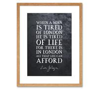 Artery8 Wall Art Print Slate Quote Samuel Johnson London Artwork Framed 9X7 Inch in Beige | Size: W7" x H9" Artery8 Beige W7" x H9"