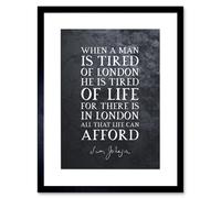 Artery8 Wall Art Print Slate Quote Samuel Johnson London Artwork Framed 9X7 Inch in Black | Size: W7" x H9" Artery8 Black W7" x H9"