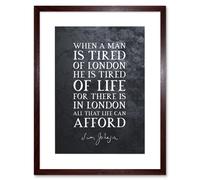 Artery8 Wall Art Print Slate Quote Samuel Johnson London Artwork Framed 9X7 Inch in Brown | Size: W7" x H9" Artery8 Brown W7" x H9"