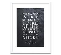 Artery8 Wall Art Print Slate Quote Samuel Johnson London Artwork Framed 9X7 Inch in White | Size: W7" x H9" Artery8 White W7" x H9"
