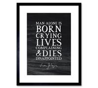Artery8 Wall Art Print Slate Quote Samuel Johnson Man Born Crying Artwork Framed 9X7 Inch