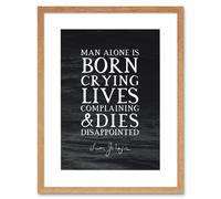 Artery8 Wall Art Print Slate Quote Samuel Johnson Man Born Crying Artwork Framed 9X7 Inch in Beige | Size: W7" x H9" Artery8 Beige W7" x H9"