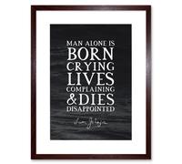 Artery8 Wall Art Print Slate Quote Samuel Johnson Man Born Crying Artwork Framed 9X7 Inch in Brown | Size: W7" x H9" Artery8 Brown W7" x H9"