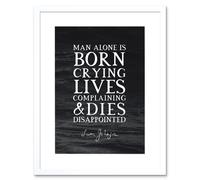 Artery8 Wall Art Print Slate Quote Samuel Johnson Man Born Crying Artwork Framed 9X7 Inch in White | Size: W7" x H9" Artery8 White W7" x H9"