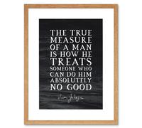 Artery8 Wall Art Print Slate Quote Samuel Johnson True Measure Artwork Framed 9X7 Inch in Beige | Size: W7" x H9" Artery8 Beige W7" x H9"