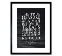 Artery8 Wall Art Print Slate Quote Samuel Johnson True Measure Artwork Framed 9X7 Inch in Black | Size: W7" x H9" Artery8 Black W7" x H9"