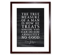 Artery8 Wall Art Print Slate Quote Samuel Johnson True Measure Artwork Framed 9X7 Inch in Brown | Size: W7" x H9" Artery8 Brown W7" x H9"