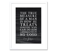 Artery8 Wall Art Print Slate Quote Samuel Johnson True Measure Artwork Framed 9X7 Inch in White | Size: W7" x H9" Artery8 White W7" x H9"