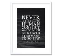 Artery8 Wall Art Print Slate Quote Winston Churchill Human Conflict Artwork Framed 9X7 Inch in White | Size: W7" x H9" Artery8 White W7" x H9"