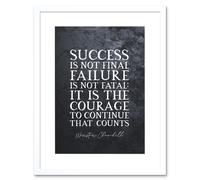 Artery8 Wall Art Print Slate Quote Winston Churchill Success Artwork Framed 9X7 Inch in White | Size: W7" x H9" Artery8 White W7" x H9"