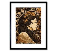 Artery8 Wall Art Print Sleeping Beauty Modern Art Nouveau Artwork Framed 9X7 Inch