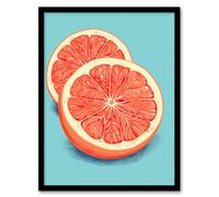 Artery8 Wall Art Print Sliced Grapefruit Duotone Painting Vibrant Blue Orange Kitchen Artwork Framed | Size: W12" x H16" Artery8 Orange W12" x H16"