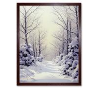 Artery8 Wall Art Print Snowed In Again Winter Tranquil Landscape Art Framed in Brown | Size: W12" x H16" Artery8 Brown W12" x H16"