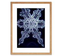 Artery8 Wall Art Print Snowflake Crystal Abstract Art Black Framed 9x7 inch in Beige | Size: W7" x H9" Artery8 Beige W7" x H9"