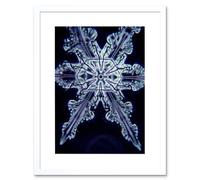 Artery8 Wall Art Print Snowflake Crystal Abstract Art Black Framed 9x7 inch in White | Size: W7" x H9" Artery8 White W7" x H9"