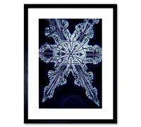 Artery8 Wall Art Print Snowflake Crystal Abstract Art Black Framed 9x7 inch | Size: W7" x H9" Artery8 Black W7" x H9"