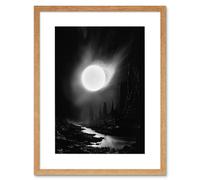 Artery8 Wall Art Print Solar Flares Dramatic Fantasy Landscape Black & White Surreal Hades Underworld Artwork Framed 9X7 Inch | Size: W7" x H9" Artery8 Beige W7" x H9"