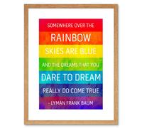 Artery8 Wall Art Print Somewhere Over Rainbow Frank Baum Artwork Framed 9X7 Inch in Beige | Size: W7" x H9" Artery8 Beige W7" x H9"