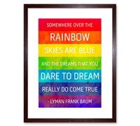 Artery8 Wall Art Print Somewhere Over Rainbow Frank Baum Artwork Framed 9X7 Inch in Brown | Size: W7" x H9" Artery8 Brown W7" x H9"