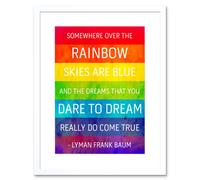 Artery8 Wall Art Print Somewhere Over Rainbow Frank Baum Artwork Framed 9X7 Inch in White | Size: W7" x H9" Artery8 White W7" x H9"