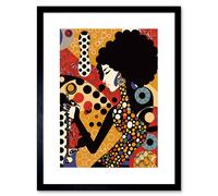 Artery8 Wall Art Print Soul Music Singer Multicoloured Dots Pattern Artwork Framed 9X7 Inch in Black | Size: W7" x H9" Artery8 Black W7" x H9"