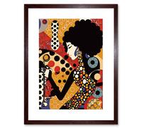 Artery8 Wall Art Print Soul Music Singer Multicoloured Dots Pattern Artwork Framed 9X7 Inch in Brown | Size: W7" x H9" Artery8 Brown W7" x H9"
