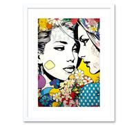 Artery8 Wall Art Print Soulmates Love of a Woman Gay LGBTQ Pan Floral Spring Flower Pattern Lesbian Artwork Framed 9X7 Inch in White | Size: W7" x H9" Artery8 White W7" x H9"