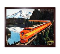 Artery8 Wall Art Print Southern Pacific Train Railroad Travel Retro Ad Mountain Landscape Painting Art Framed in Brown | Size: W12" x H16" Artery8 Brown W12" x H16"
