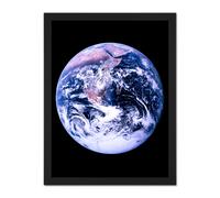 Artery8 Wall Art Print Space NASA Earth Apollo 17 Blue Marble Photograph Large Framed Wall Décor Art in Brown | Size: W18" x H24" Artery8 Brown W18" x H24"